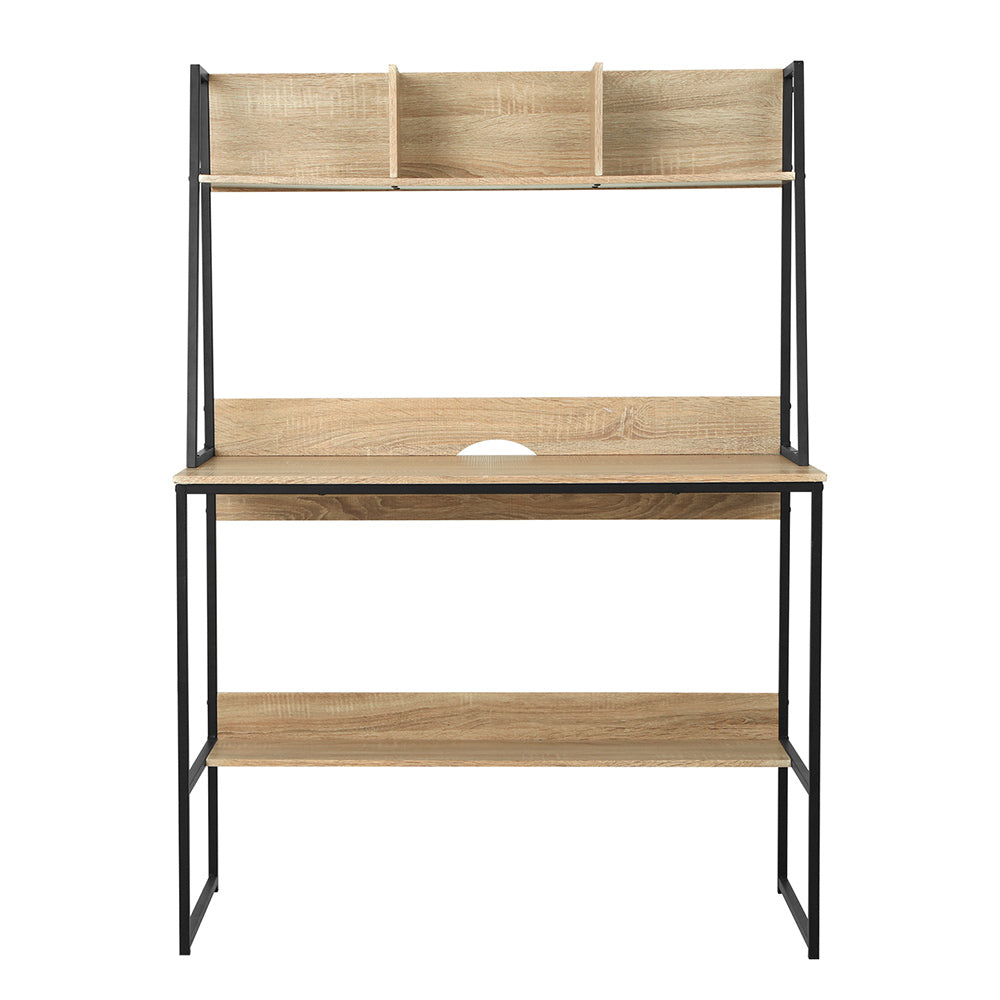 Computer Desk Bookshelf Storage 100Cm Oak