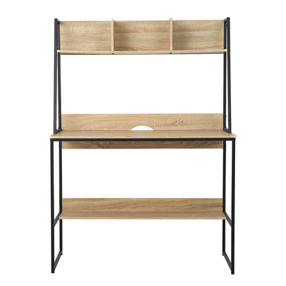 Computer Desk Bookshelf Storage 100Cm Oak