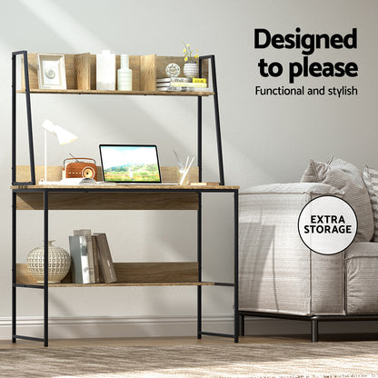 Computer Desk Bookshelf Storage 100Cm Oak
