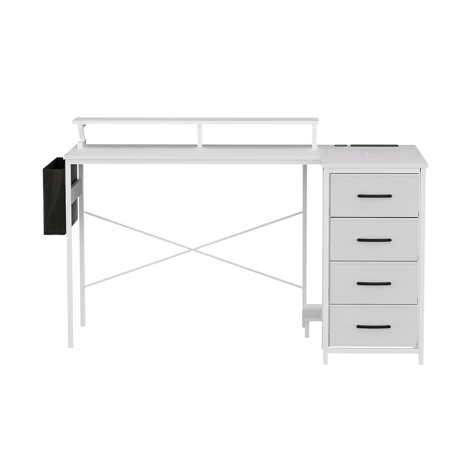 L Shaped Gaming Desk LED Lights Power Outlets | HomeAndLiving