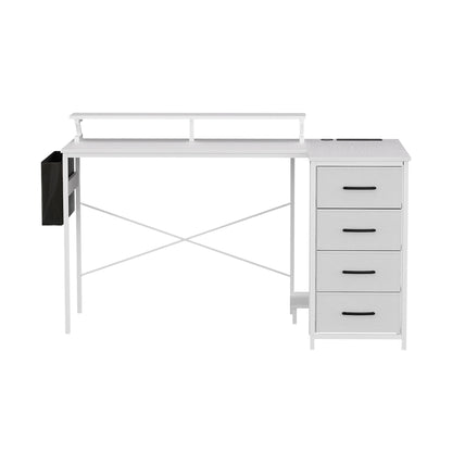 L Shaped Gaming Desk LED Lights Power Outlets | HomeAndLiving
