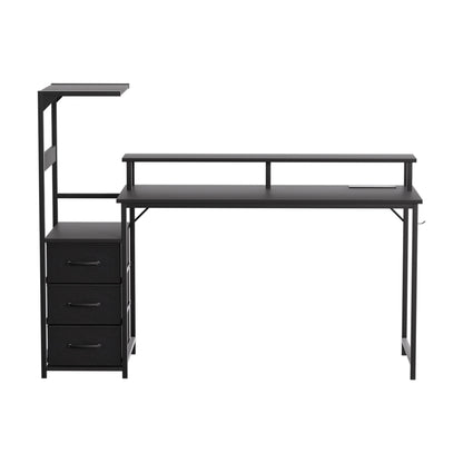 L-Shaped Gaming Desk LED Lights Power Outlets | HomeAndLiving