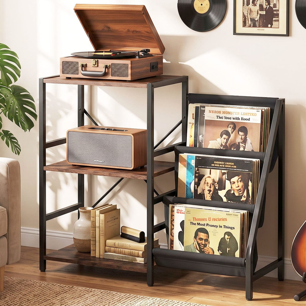Record Player Stand With Storage 90x34x76cm