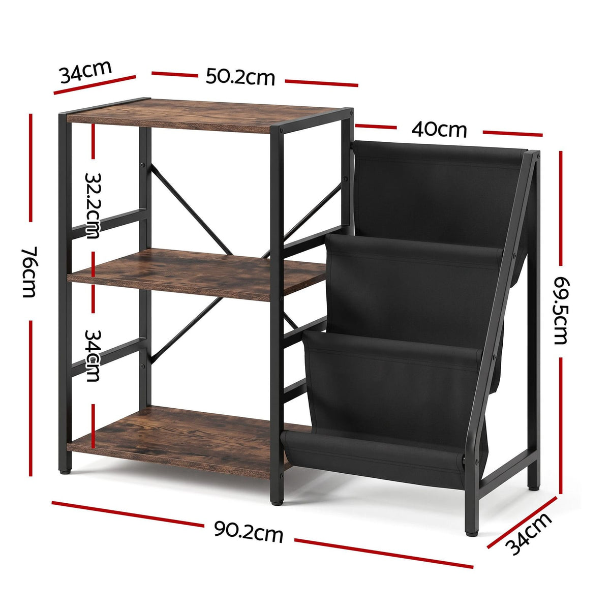 Record Player Stand With Storage 90x34x76cm