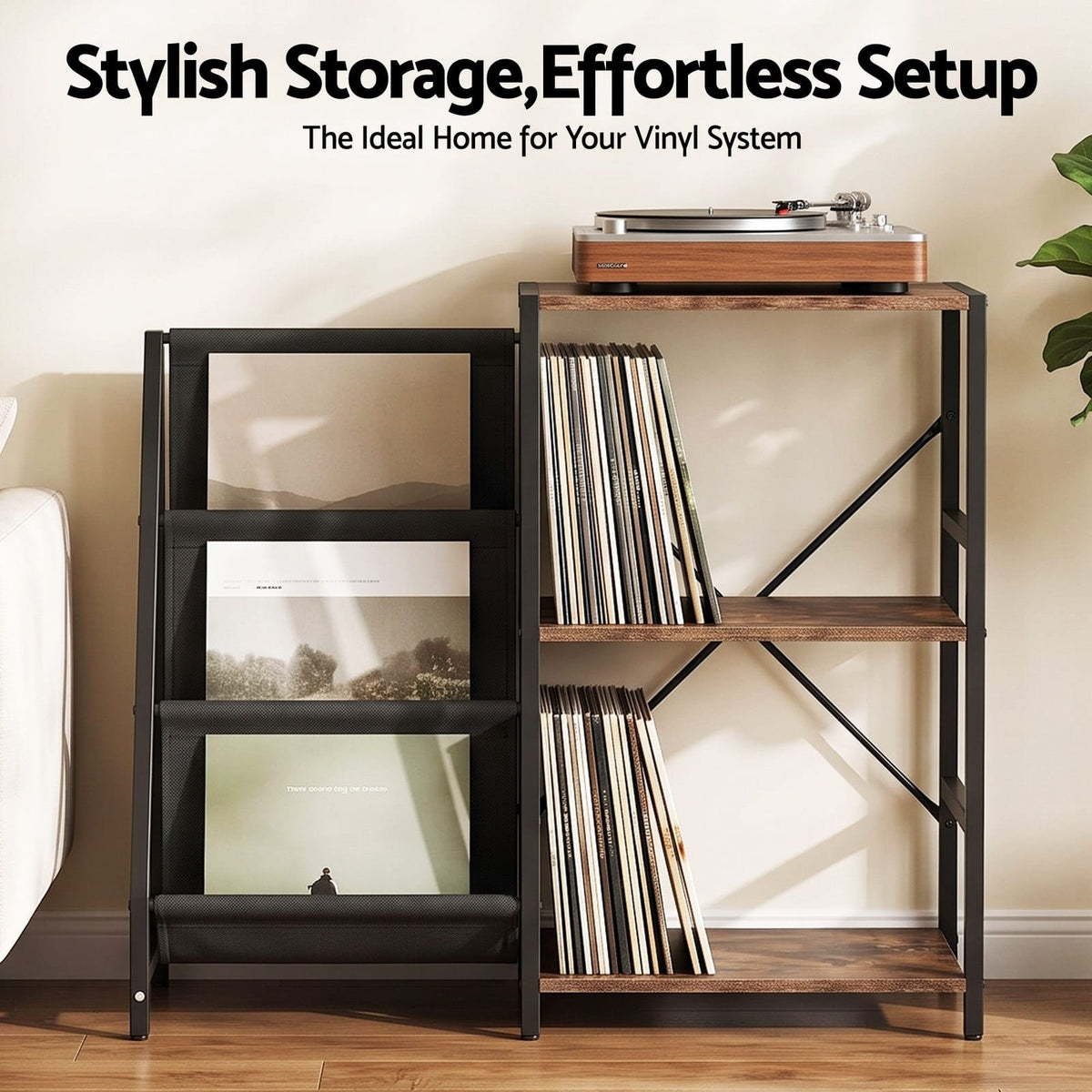 Record Player Stand With Storage 90x34x76cm