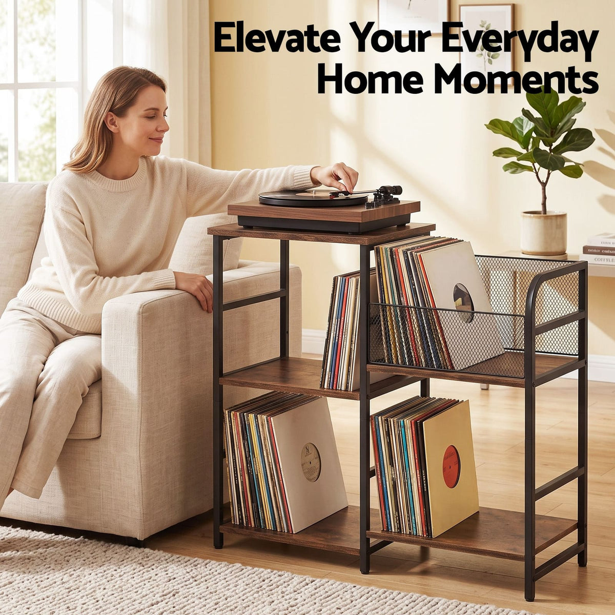 Record Player Stand With Storage 76x30x77cm