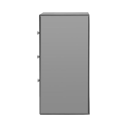 Bedside Table 3 Drawers Mirrored Glass - Quenn Grey