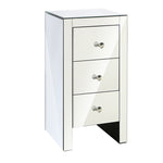 Bedside Table 3 Drawers Mirrored - Quenn Silver