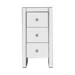 Bedside Table 3 Drawers Mirrored - Quenn Silver