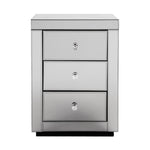 Bedside Table 3 Drawers Mirrored - Presia Grey