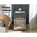 Set Of 2 Bedside Tables Drawers Mirrored Side End Table Cabinet Nightstand