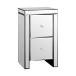 Bedside Table, 2 Drawers Mirrored Nightstand Bedroom Storage Cabiner End Table