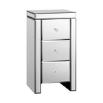 3 Drawers Mirrored Nightstand Bedroom Storage Cabiner End Table