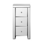 3 Drawers Mirrored Nightstand Bedroom Storage Cabiner End Table