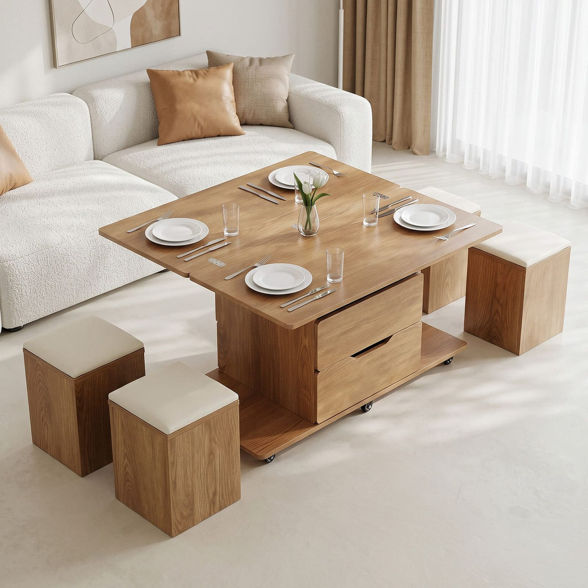 Lift Top Coffee Table With Storage 100x100cm