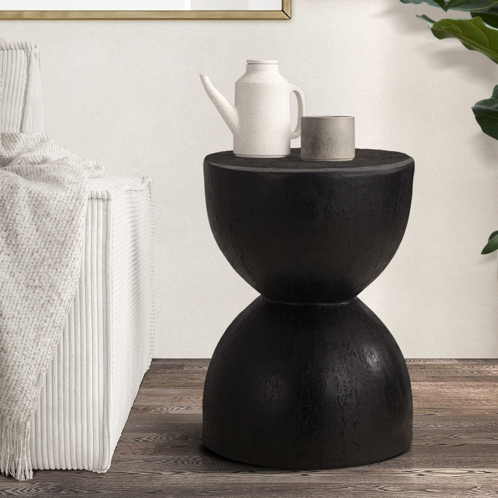 Side Table Terrazzo Concrete White/Natural/Black