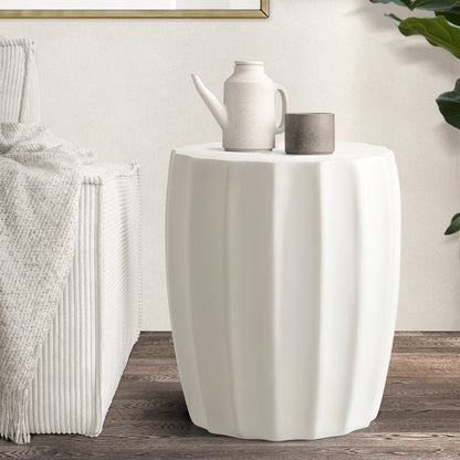 Side Table Terrazzo Concrete White/Natural/Black