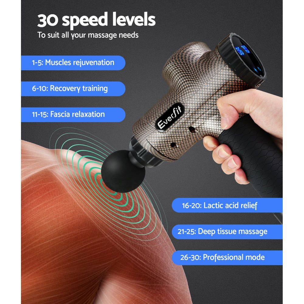 Massage Gun 6 Heads Massager Electric Lcd Vibration Relief Percussion