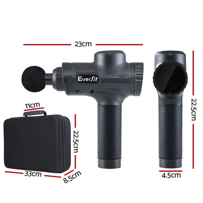 Massage Gun 30 Speed 6 Heads Vibration Muscle Massager Chargeable Black