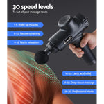 Massage Gun 30 Speed 6 Heads Vibration Muscle Massager Chargeable Black