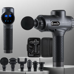 Massage Gun 30 Speed 6 Heads Vibration Muscle Massager Chargeable Black