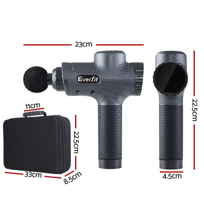 Massage Gun 30 Speed 6 Heads Vibration Muscle Massager Chargeable Grey