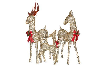 Set of 3 Outdoor Christmas Reindeer Set with Lights 