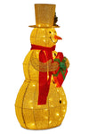 120cm Gold Outdoor Christmas Snowman with Lights