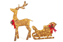 Christmas Sleigh & Reindeer Set with Lights  148cm