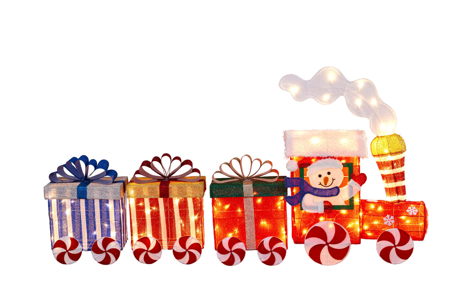 Christmas Train & 3 Carriages with Lights