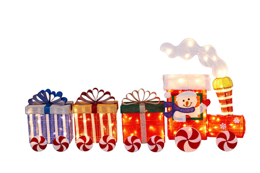 Christmas Train & 3 Carriages with Lights