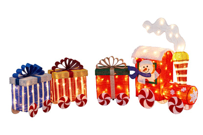 Christmas Train & 3 Carriages with Lights