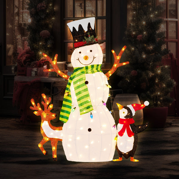  121cm Christmas Snowman Display with Lights and Animals