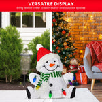 Sitting Christmas Snowman Display with Lights - 40cm