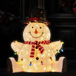 82cm Sitting Snowman Christmas Display with Lights