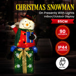 85cm Christmas Snowman On Presents Display with Lights