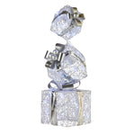 83cm Triple Christmas Silver Giftbox Stack Display with Lights