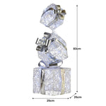 83cm Triple Christmas Silver Giftbox Stack Display with Lights