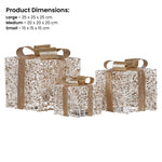 Set of 3 LED Golden Christmas Gift Boxes