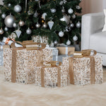 Set of 3 LED Golden Christmas Gift Boxes