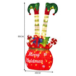 Elf in Gift Sack Christmas Display Warm White LED Lights 86cm Decoration Yard Lawn