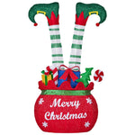 Elf in Gift Sack Christmas Display Warm White LED Lights 86cm Decoration Yard Lawn