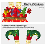 Elf in Gift Sack Christmas Display Warm White LED Lights 86cm Decoration Yard Lawn