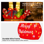 Elf in Gift Sack Christmas Display Warm White LED Lights 86cm Decoration Yard Lawn