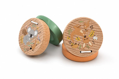 Wooden Castanets Set Green 5.3x5.3x2.3cm