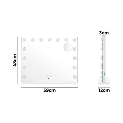 Hollywood Makeup Mirrors Magnifying LED Light Standing Wall Mounted 58x46cm