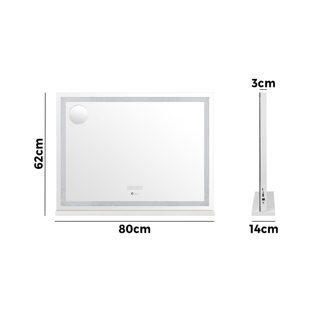 Bluetooth Makeup Mirror Crystal LED 80x62cm