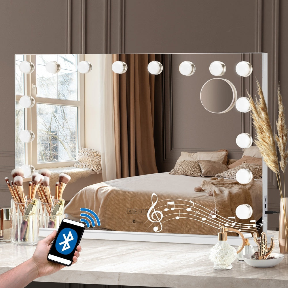 Bluetooth Hollywood Vanity Makeup Mirror LED Light 16 Bulbs 90x62cm Metal Frame