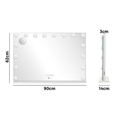 Bluetooth Hollywood Vanity Makeup Mirror LED Light 16 Bulbs 90x62cm Metal Frame