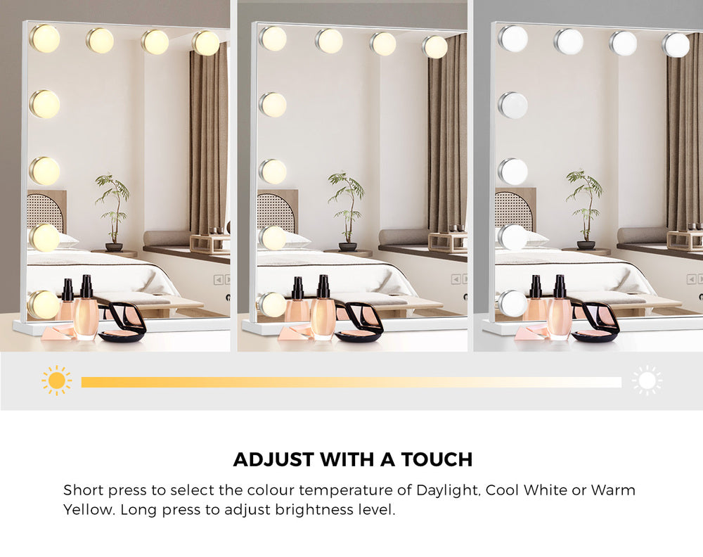Bluetooth Hollywood Vanity Makeup Mirror LED Light 16 Bulbs 90x62cm Metal Frame